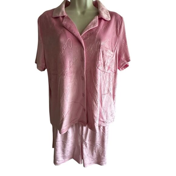 Juicy Couture Pink Women's Pajama short Set ~ soft to the touch velour ~ size XL - Picture 1 of 10